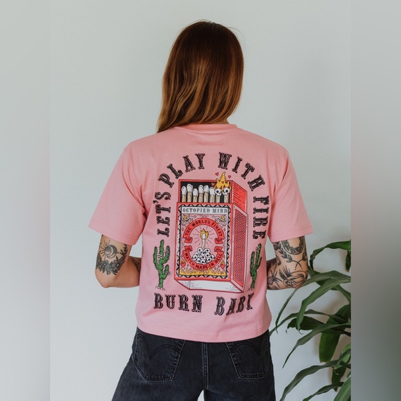 Octopied Mind Burn Baby Cropped T-Shirt Size Large - Picture 1 of 8
